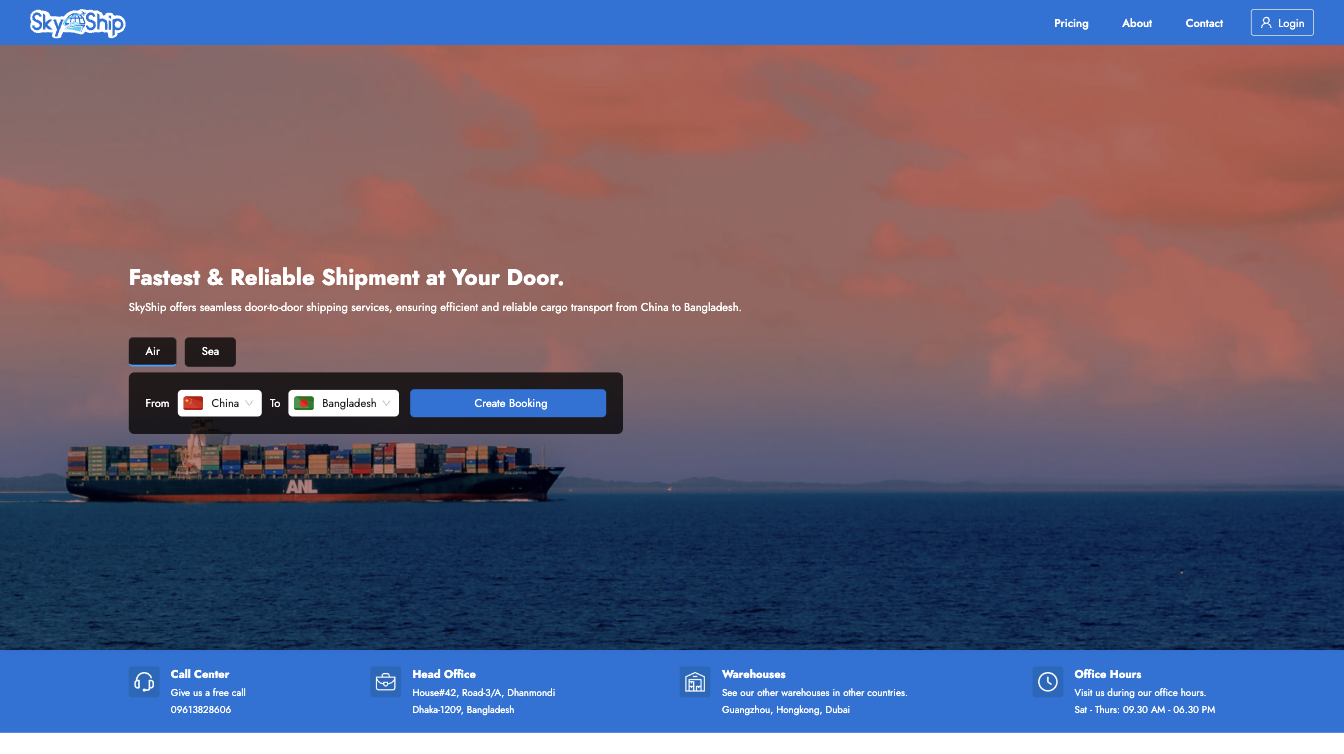 SkyShip Logistic Website Developed By Bcomemrcee